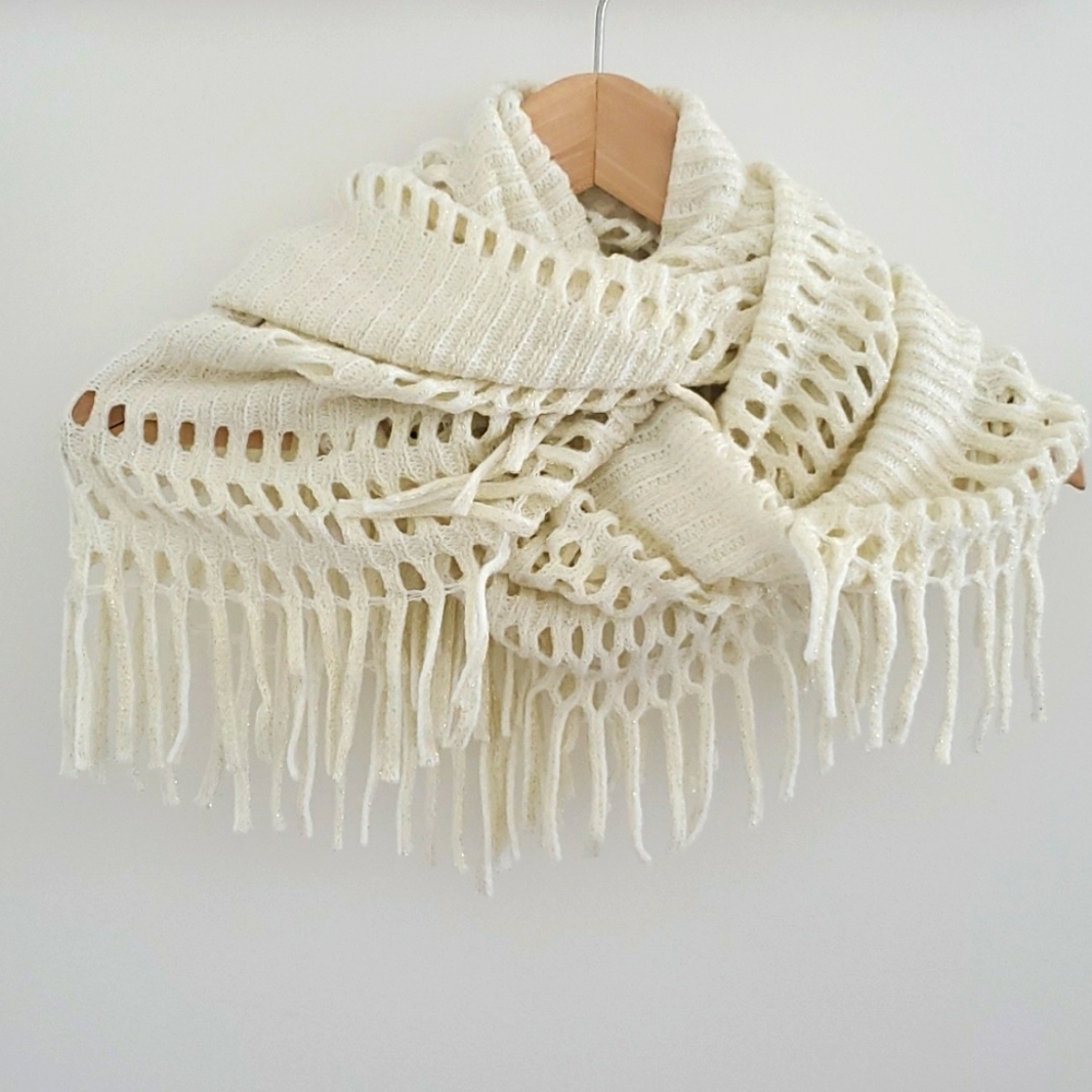 Off white infinity scarf with gold detailing